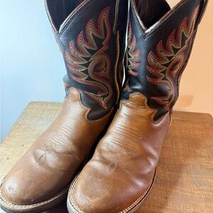 Justin Boots Size 2.5 Kids Brown and Black Western Boots